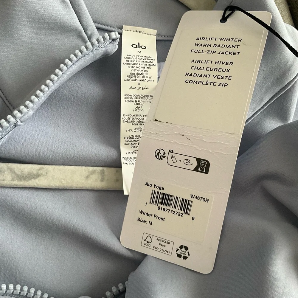 Alo Yoga Airlift Winter Warm Radiant Full-Zip Jacket Winter Frost M